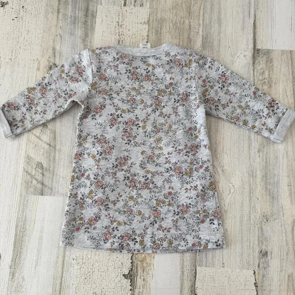 Old Navy Floral Print Sweatshirt Dress - Girls 3-6M Soft Colorful